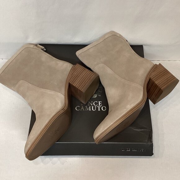 Sz.9W Vince Camuto Water-Repellent Suede Mid-Shaft Boots -Kortimy Almond - Picture 8 of 14